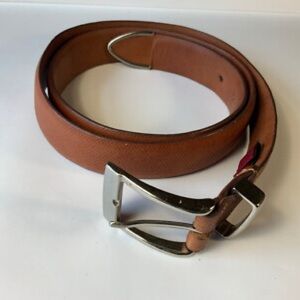 Cole Haan Brown Leather Belt with Silver Buckle